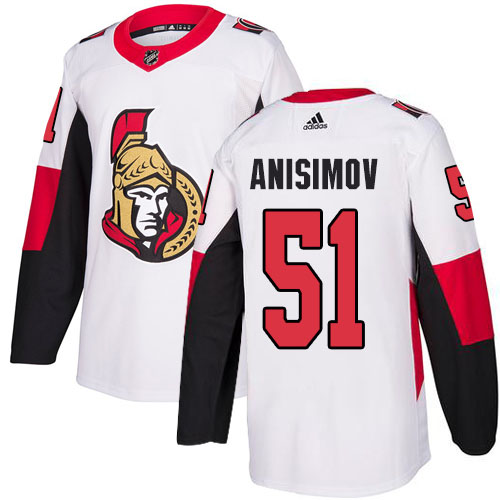 Adidas Ottawa Senators 51 Artem Anisimov White Road Authentic Stitched Youth NHL Jersey